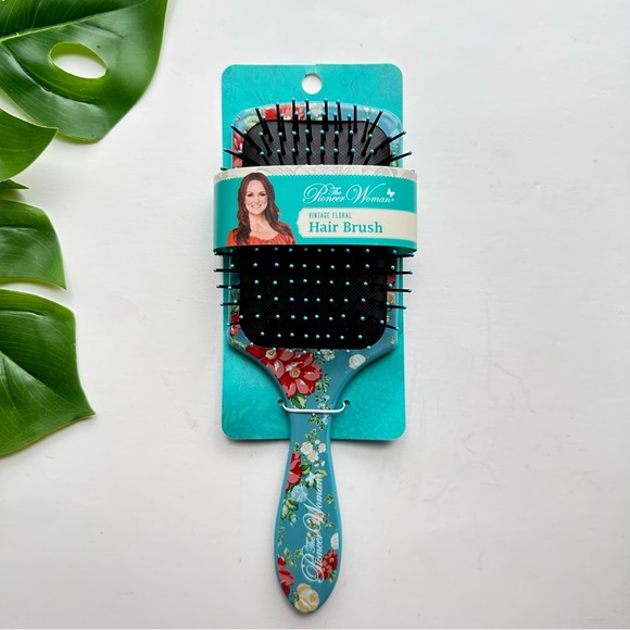 The Pioneer Woman Vintage Floral Hair Brush & Bath Pouf NEW - Picture 2 of 7